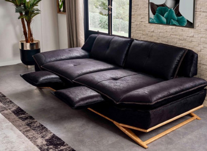 Luxuriöse Möbel für Wohnzimmer Schwarz Farbe 3-Sitzer Sofa Exklusive